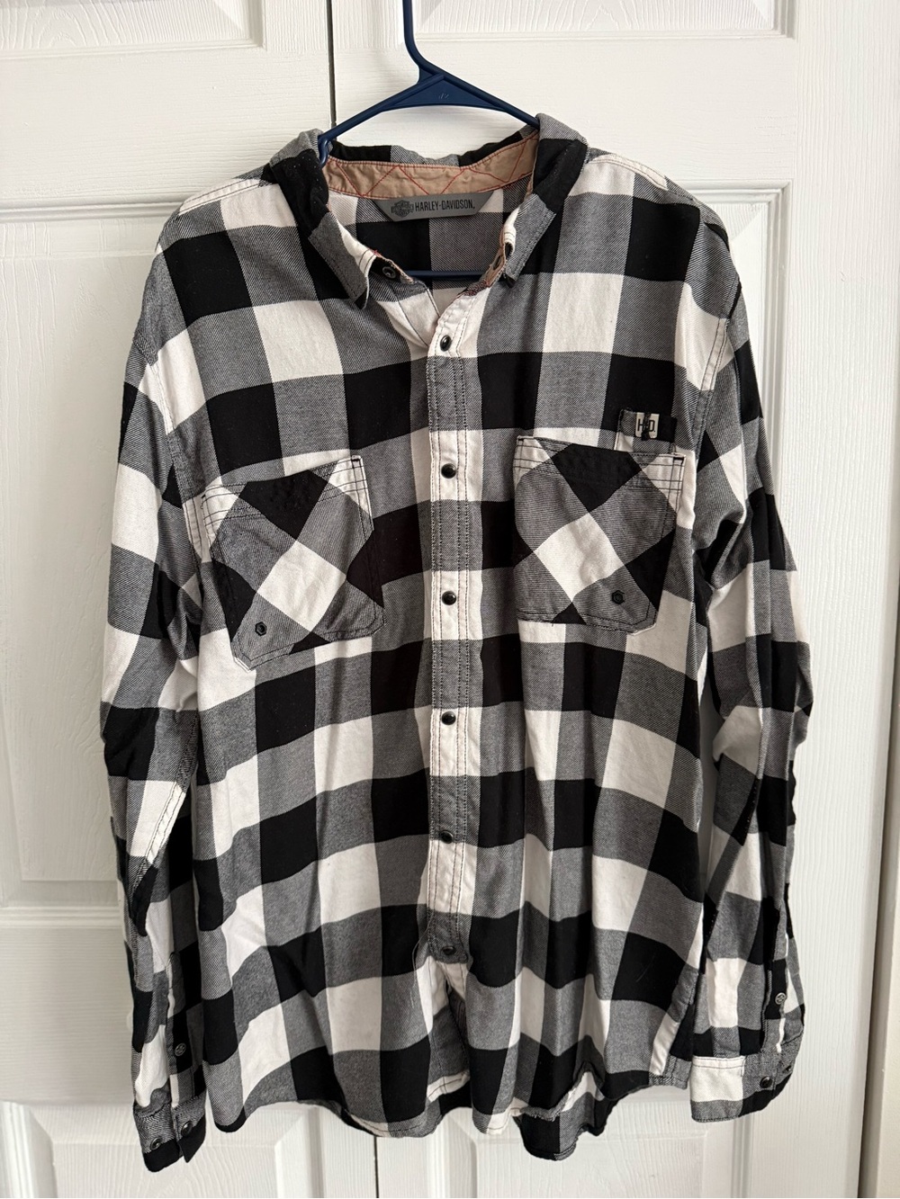 Harley-Davidson Men’s Black & White Buffalo Plaid Shirt